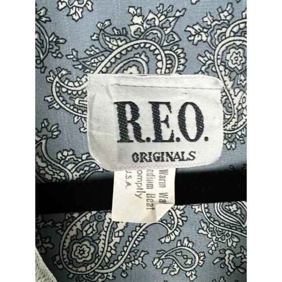 Vintage REO Original Blue White Paisley Lace Collar Secretary Dress 80s Size 14 - Picture 5 of 12